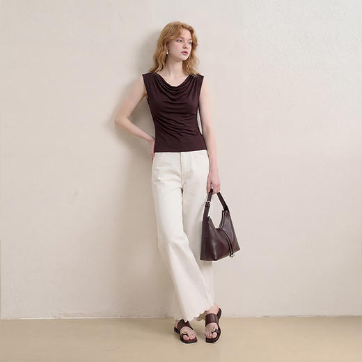 西遇极简风高腰2026春季新款宽松百搭显瘦气质长裤休闲阔腿裤子H0060207 商品图3