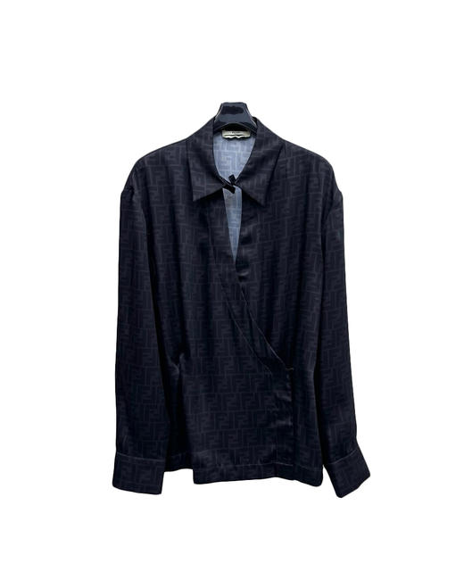 女款印花丝质两穿长袖衬衫 可配套装he011 商品图0