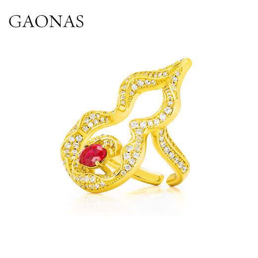 GAONAS 广纳福禄 中式贵气金色葫芦戒指11929JGO 商品图2
