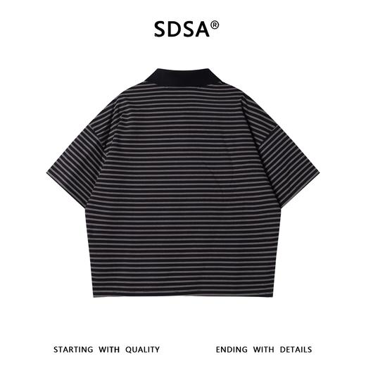 SDSA男装2026新款高贵轻奢潮牌撞色条纹翻领短袖T恤百搭简约上衣 商品图4