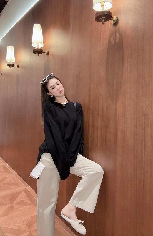 PIANAI冷小姐# 黑色羊毛休闲宽松T 商品图1