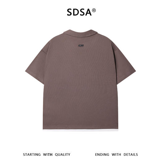 SDSA男装2026新款高贵轻奢潮牌简约假两件半拉链翻领短袖T恤百搭 商品图4