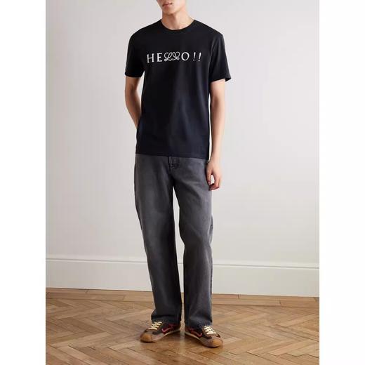 设计师手搓tee，横标字母工艺。靛蓝印花宽松针织混纺t恤E032160 商品图7