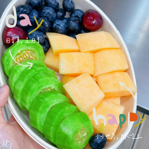 【鲜果切】羊角蜜+蜜瓜+蓝莓+樱桃（600克左右） 商品图1