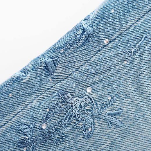 「高货wl」全新升级【铂金会员266/天猫359/差价93】(72048)洛诗琳气质蝴蝶刺绣烫钻牛仔裤女2026春夏天丝棉直筒裤 商品图3