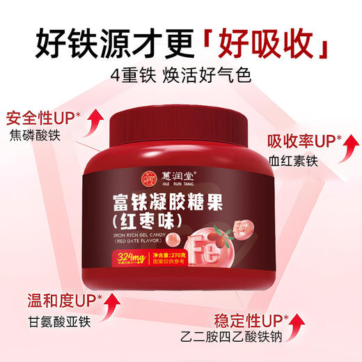 蕙润堂富铁凝胶糖果红枣味成人女性经期270g /瓶 商品图1