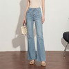 西遇复古2026春季新款女高腰弹力显高直筒浅色拖地微喇裤牛仔裤H0060208 商品缩略图0