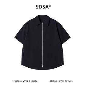 SDSA男装2026新款高贵轻奢时尚纯色拉链翻领短袖衬衫T恤百搭时尚
