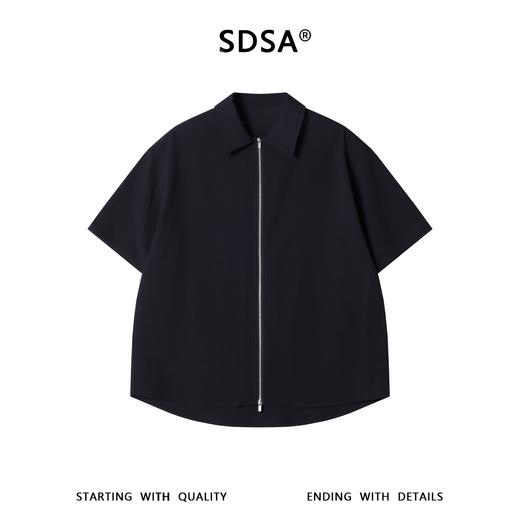 SDSA男装2026新款高贵轻奢时尚纯色拉链翻领短袖衬衫T恤百搭时尚 商品图0
