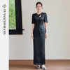FUYAO扶摇直上 不费力优雅感黑色两件套女夏醋酸西装半身裙旗袍风 商品缩略图4