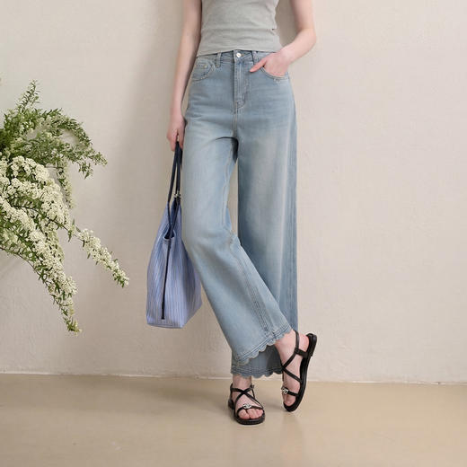 西遇极简风高腰2026春季新款宽松百搭显瘦气质长裤休闲阔腿裤子H0060207 商品图2