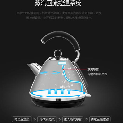 Morphy Richards摩飞家用电热水壶进口304不锈钢大容量烧水壶MR7076A/MR7456A-105L白色 商品图4