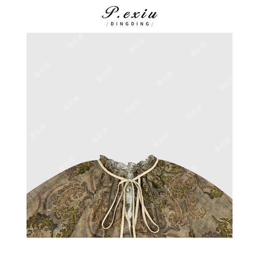 苎麻天丝法式气质镂空高级感木耳边长袖连衣裙 Q16987 商品图2