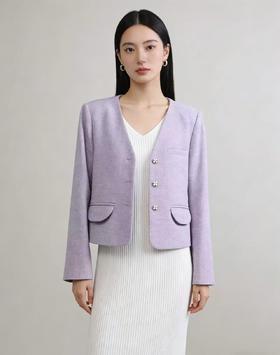 「自」全新升级【铂金会员174/天猫229/差价55】(65744)洛诗琳高级感小香风西装外套2026新款气质V领显瘦通勤上衣女