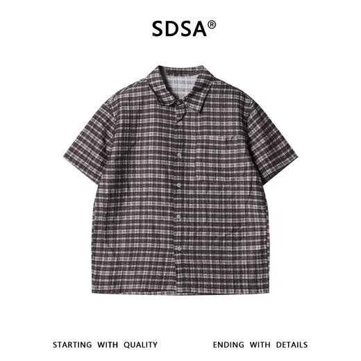 SDSA男装2026新款高贵轻奢美式复古撞色格子短袖衬衫百搭宽松上衣 商品图0