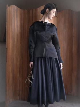 Mark Kenly Domino Tan 26PS 黑色真丝bemma收腰上衣