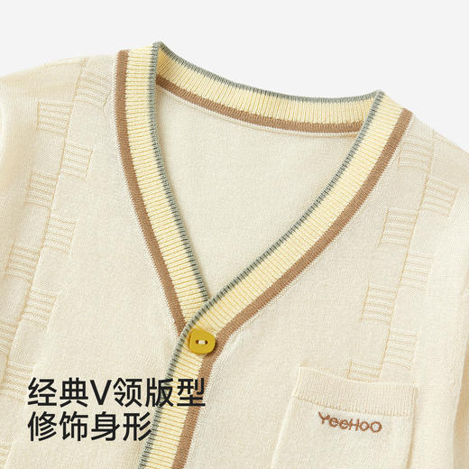英氏儿童外套男女童春秋毛衫空调房休闲撞色针织开衫YRWWJ2S030A 商品图3