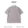 26032SDSA男装2026新款轻奢美式撞色条纹翻领短袖T恤斜纽扣设计百搭 商品缩略图5
