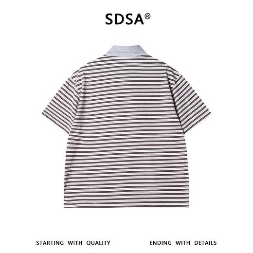 26032SDSA男装2026新款轻奢美式撞色条纹翻领短袖T恤斜纽扣设计百搭 商品图5