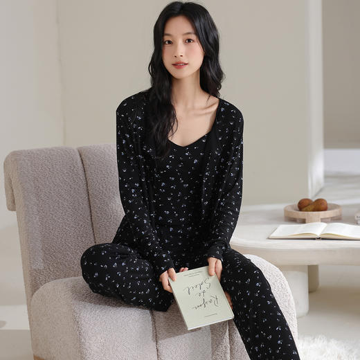 【带胸垫三件套】春夏季2026新款纯棉/莫代尔三件套装吊带款休闲家居服 商品图6