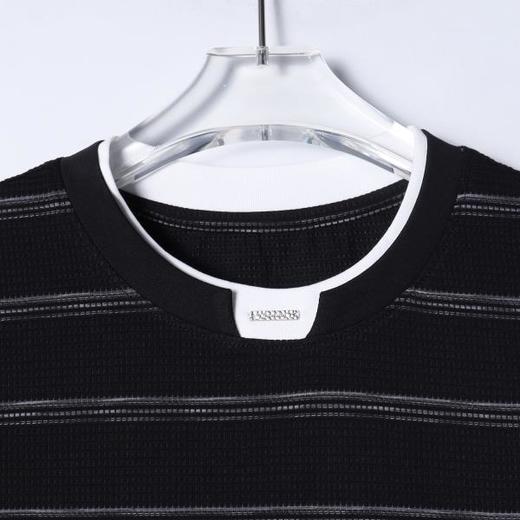 26622SDSA男装2026新款高贵轻奢韩版撞色细条纹肌理短袖T恤百搭时尚潮 商品图2