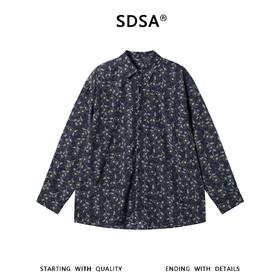 SDSA男装2026新款高贵轻奢时尚撞色满印植物花卉长袖衬衫百搭休闲