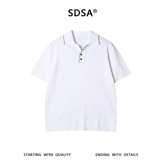 M190SDSA男装2026新款高贵轻奢简约波浪板竖纹翻领针织短袖T恤百搭潮 商品图2