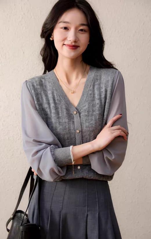 温婉轻风透气轻妩媚羊毛针织棉莱赛尔混纺针织衫 商品图3