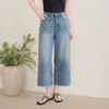 西遇浅蓝色高腰2026春季新款宽松垂感绸带腰带阔腿喇叭牛仔裤女H0060206 商品缩略图0