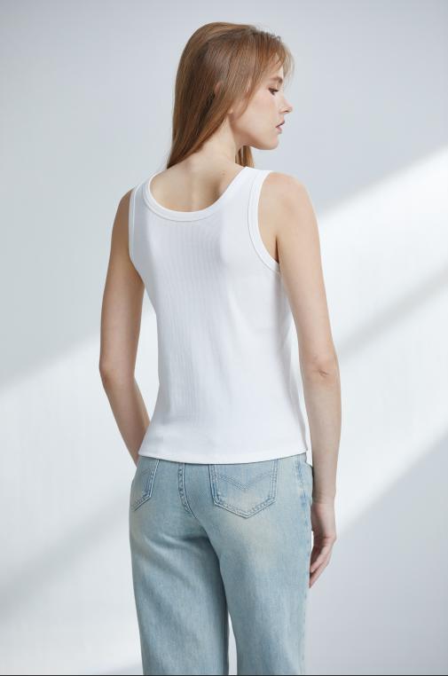 【新品】【秀黛】女基础罗纹圆领背心精选螺纹棉柔软亲肤竖坑条高弹百搭背心W2776012T【门店同款】 商品图1