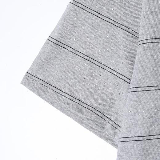 2621SDSA男装2026新款高贵轻奢日系百搭撞色条纹烫钻圆领短袖T恤宽松 商品图4