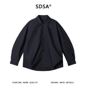 SDSA男装2026新款高贵轻奢韩系纯色双层领宽松长袖衬衫百搭痞帅
