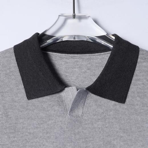 262537SDSA男装2026新款高贵轻奢老钱风撞色翻领短袖tT恤百搭时尚上衣 商品图2