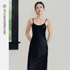 FUYAO扶摇直上 海岛风醋酸吊带连衣裙女黑色修身轻熟优雅气质长裙 商品缩略图3