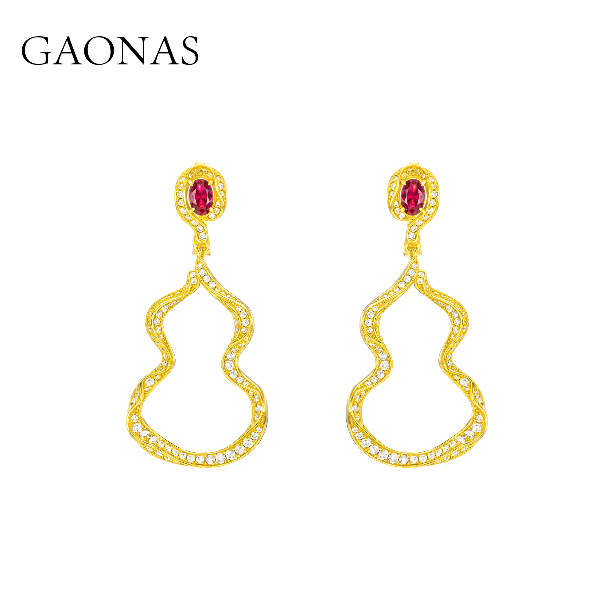 GAONAS   广纳福禄中式贵气金色葫芦耳环11930EGO
