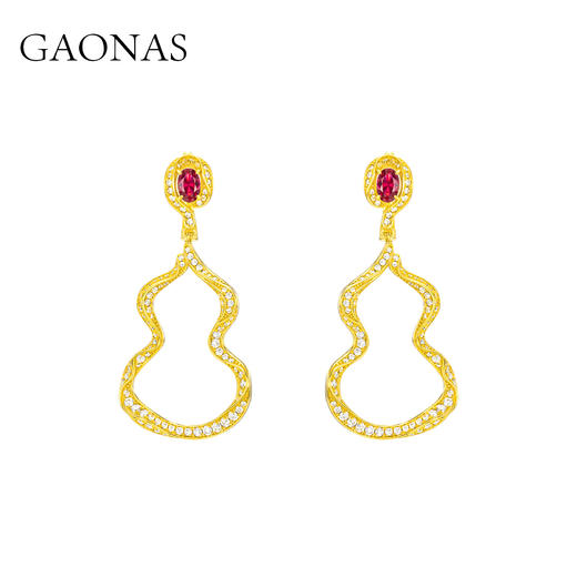 GAONAS   广纳福禄中式贵气金色葫芦耳环11930EGO 商品图0