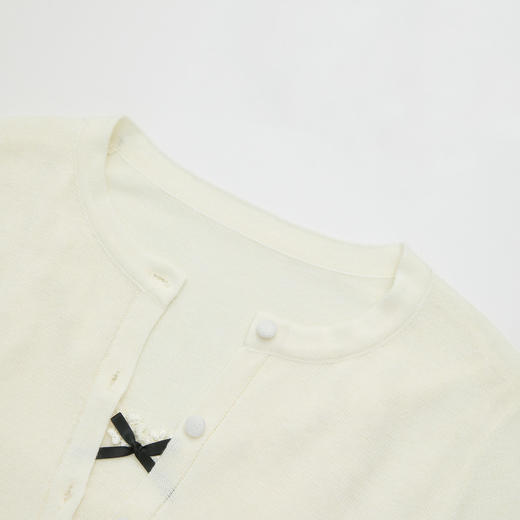 西遇甜美蝴蝶结2026春新款结蕾丝拼接吊带背心长袖针织两件开衫H0060192 商品图5