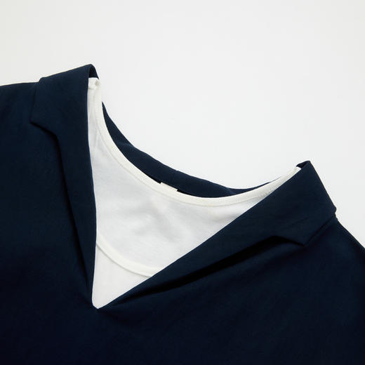 西遇蓝色短袖衬衫2026春季新品法式小衫撞色拼接衬衣女短袖上衣H0060198 商品图5