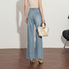 西遇复古2026春季新款女高腰弹力显高直筒浅色拖地微喇裤牛仔裤H0060208 商品缩略图4