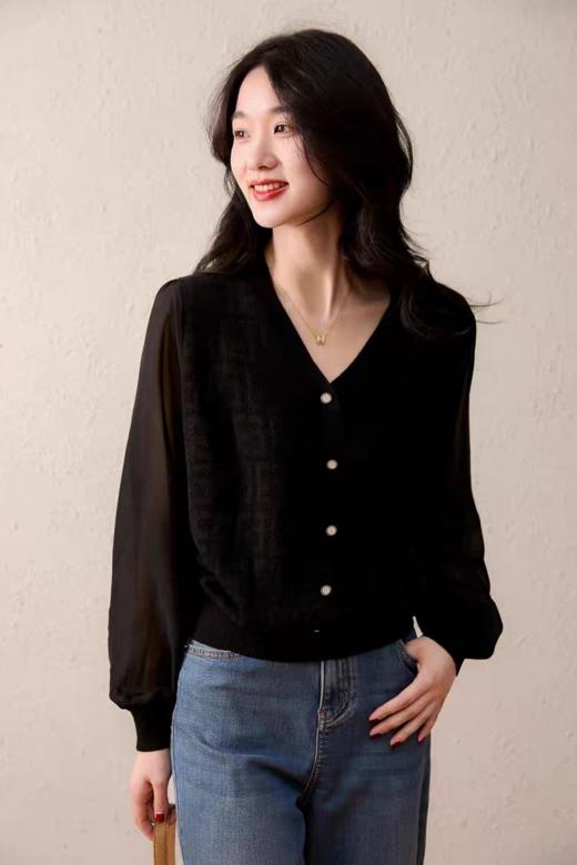 温婉轻风透气轻妩媚羊毛针织棉莱赛尔混纺针织衫 商品图6