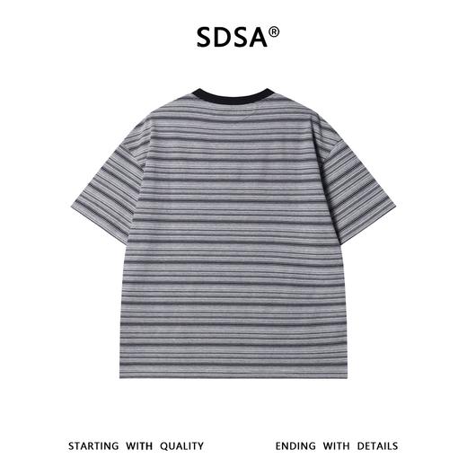 SDSA男装2026新款轻奢韩版撞色细条纹圆领短袖T恤百搭宽松上衣 商品图4