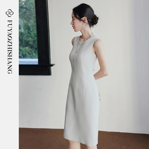 FUYAO扶摇直上 漫游松弛无袖连衣裙女通勤背心裙轻奢修身型旗袍裙 商品图4