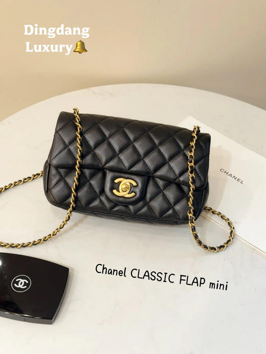 CHANEL CF 大mini 黑金 羊皮 斜挎包 商品图0