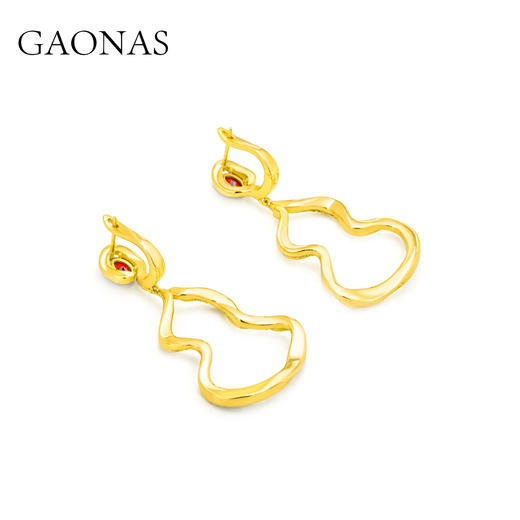 GAONAS   广纳福禄中式贵气金色葫芦耳环11930EGO 商品图2