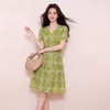 奢姿大码女装2026夏季胖妹妹轻奢优雅连衣裙气质V字肌理提花A字裙9962860009 商品缩略图2