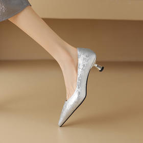 【预售7天】国风配裙子经典通勤素面高跟鞋印花尖头高颜单鞋NDXC&6515