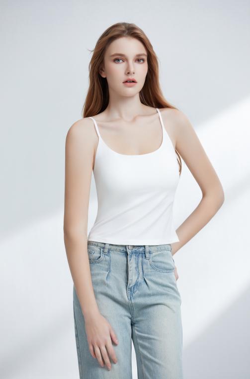 【满2件/99元】【秀黛】女时尚莫代尔罩杯吊带固定杯无痕吊带背心W2776009T【门店同款】 商品图0