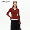 天猫同步【复古明艳港风】拉夏贝尔/La Chapelle连帽半拉链撞色拼接假两件针织衫修身显瘦打底衫内外搭 商品缩略图0