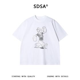 SDSA男装2026新款高贵轻奢时尚大力水手复古印花短袖T恤百搭时尚