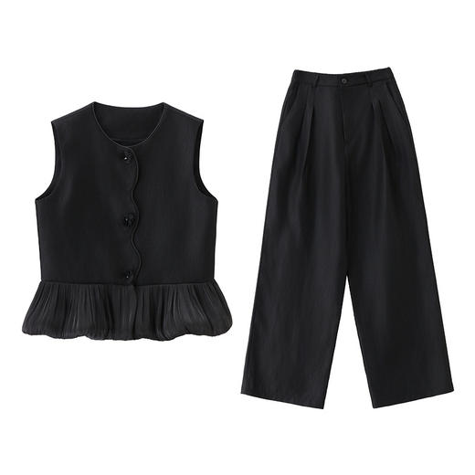 时尚套装春新款女装洋气时髦马甲打底衫秋阔腿裤三件套SNX3226 商品图4